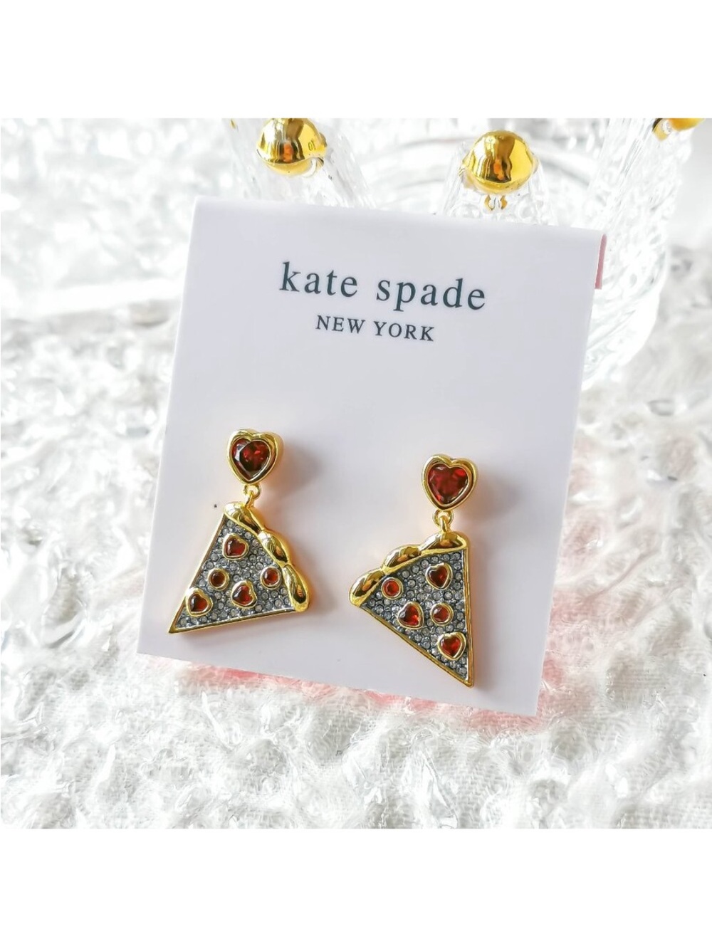 Kate Spade - Pizza My Heart Gold Multicolor Earrings - New